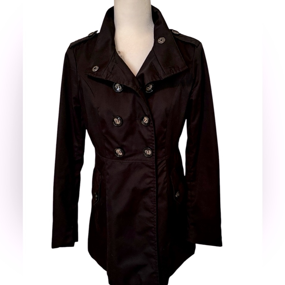 DIVIDED BY H&M Black Short Trench Coat Size 8